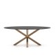 KAVE HOME Argo spisebord, oval - matteret sort glas og stl med trfinish (200x100)
