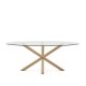 KAVE HOME Argo spisebord, oval - klar glas og stl med trfinish (200x100)