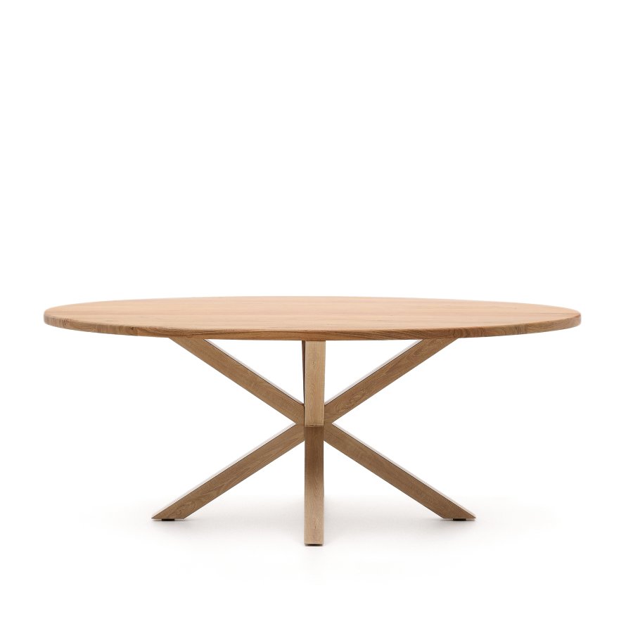 KAVE HOME Argo spisebord, oval - natur akacietr og stl med trfinish (200x100)