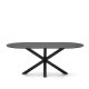 KAVE HOME Argo spisebord, oval - matteret sort glas og sort stl (200x100)