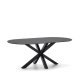 KAVE HOME Argo spisebord, oval - matteret sort glas og sort stl (200x100)
