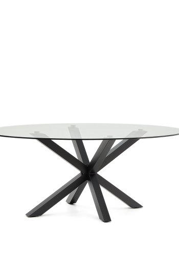 KAVE HOME Argo spisebord, oval - klar glas og sort stl (200x100)