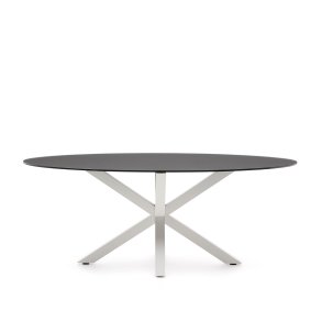 KAVE HOME Argo spisebord, oval - matteret sort glas og hvid stl (200x100)
