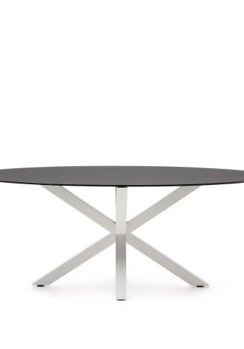 KAVE HOME Argo spisebord, oval - matteret sort glas og hvid stl (200x100)