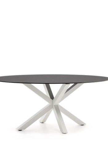 KAVE HOME Argo spisebord, oval - matteret sort glas og hvid stl (200x100)