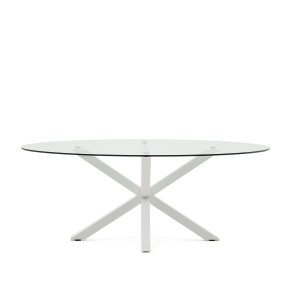 KAVE HOME Argo spisebord, oval - klar glas og hvid stl (200x100)
