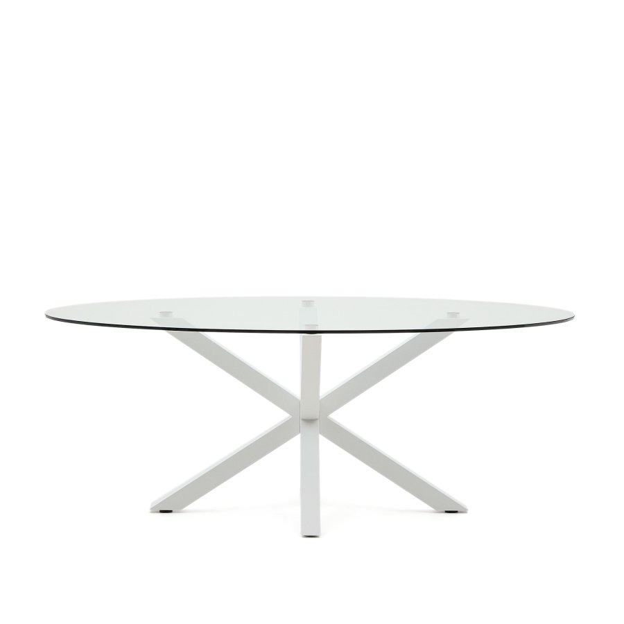 KAVE HOME Argo spisebord, oval - klar glas og hvid stl (200x100)