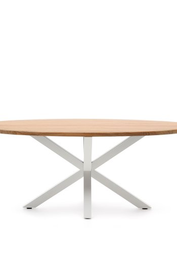 KAVE HOME Argo spisebord, oval - natur akacietr og hvid stl (200x100)