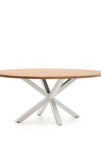 KAVE HOME Argo spisebord, oval - natur akacietr og hvid stl (200x100)