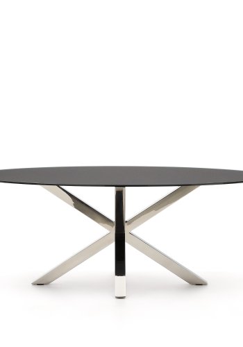 KAVE HOME Argo spisebord, oval - matteret sort glas og rustfri stl (200x100)