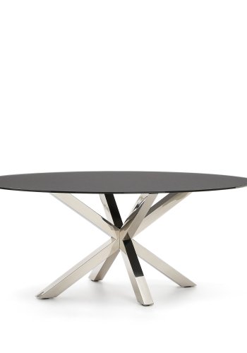 KAVE HOME Argo spisebord, oval - matteret sort glas og rustfri stl (200x100)