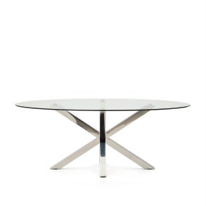 KAVE HOME Argo spisebord, oval - klar glas og rustfri stl (200x100)
