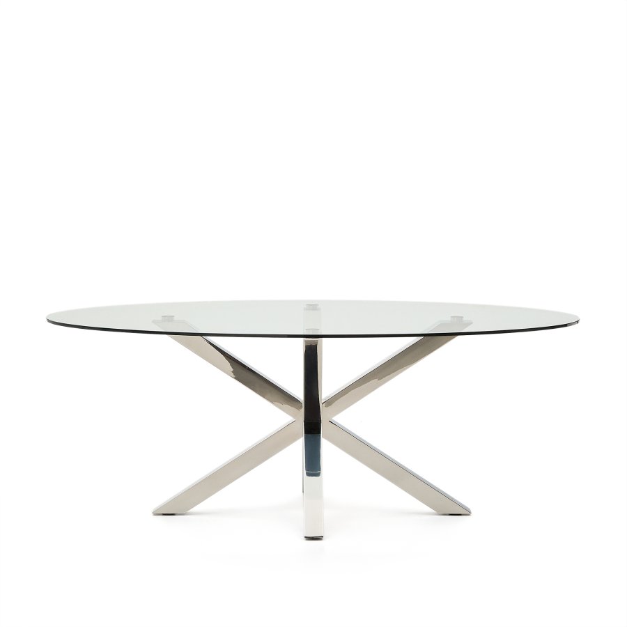 KAVE HOME Argo spisebord, oval - klar glas og rustfri stl (200x100)