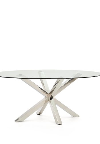 KAVE HOME Argo spisebord, oval - klar glas og rustfri stl (200x100)