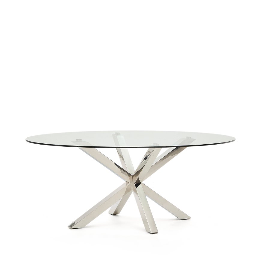 KAVE HOME Argo spisebord, oval - klar glas og rustfri stl (200x100)