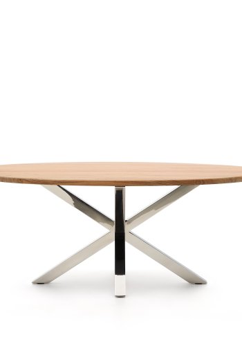 KAVE HOME Argo spisebord, oval - natur akacietr og rustfri stl (200x100)