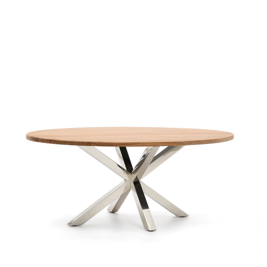 KAVE HOME Argo spisebord, oval - natur akacietr og rustfri stl (200x100)