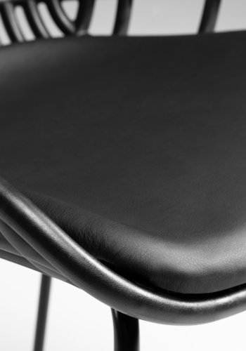 KAVE HOME Surpik spisebordsstol, m. hynde i syntetisk lder - sort polypropylen og stl