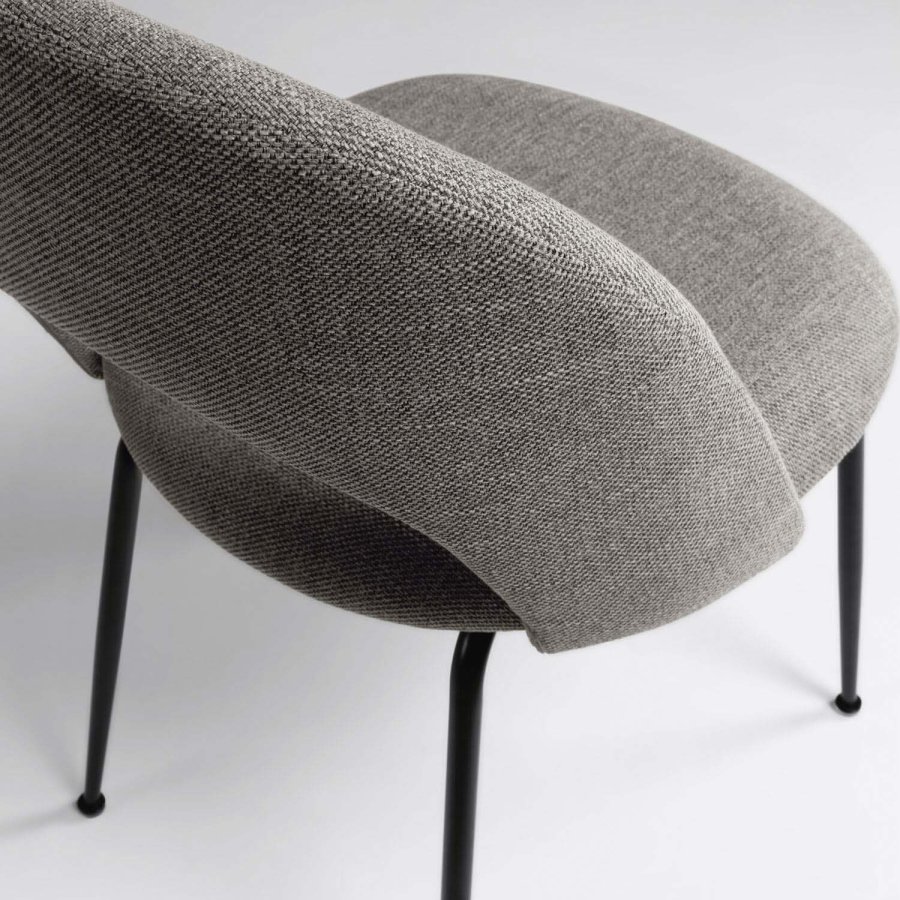 KAVE HOME Mahalia spisebordsstol, u. armln - lysegrt stof og sort stl