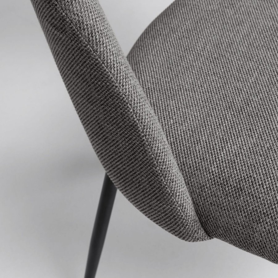 KAVE HOME Mahalia spisebordsstol, u. armln - mrkegrt stof og sort stl