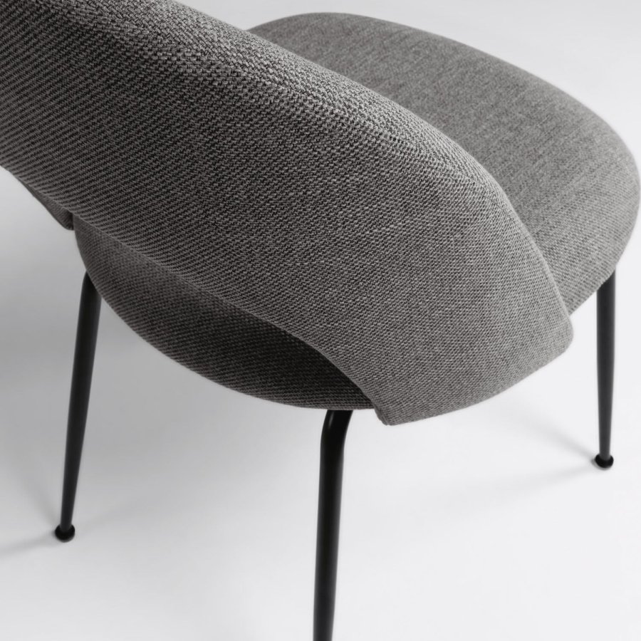 KAVE HOME Mahalia spisebordsstol, u. armln - mrkegrt stof og sort stl