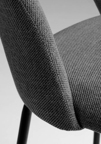 KAVE HOME Mahalia barstol, m. rygln og fodsttte - mrkegr stof og sort metal