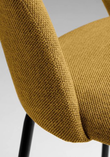 KAVE HOME Mahalia barstol, m. rygln og fodsttte - sennepsgul stof og sort metal