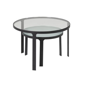 KAVE HOME Oni indskudsborde, rund - sort stl og klar/struktureret glas (st m. 2)