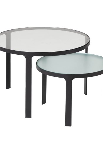 KAVE HOME Oni indskudsborde, rund - sort stl og klar/struktureret glas (st m. 2)