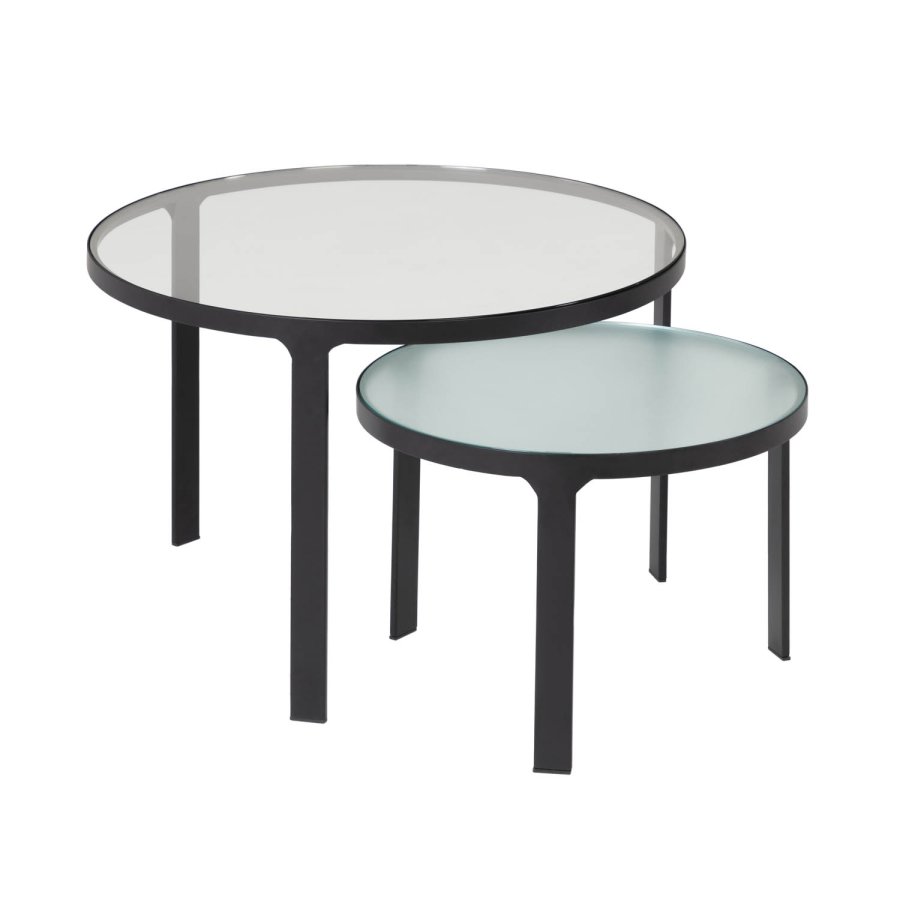 KAVE HOME Oni indskudsborde, rund - sort stl og klar/struktureret glas (st m. 2)