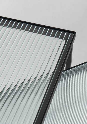 KAVE HOME Akemi sofabord, firkantet - sort stl og klar/struktureret glas (st m. 2)