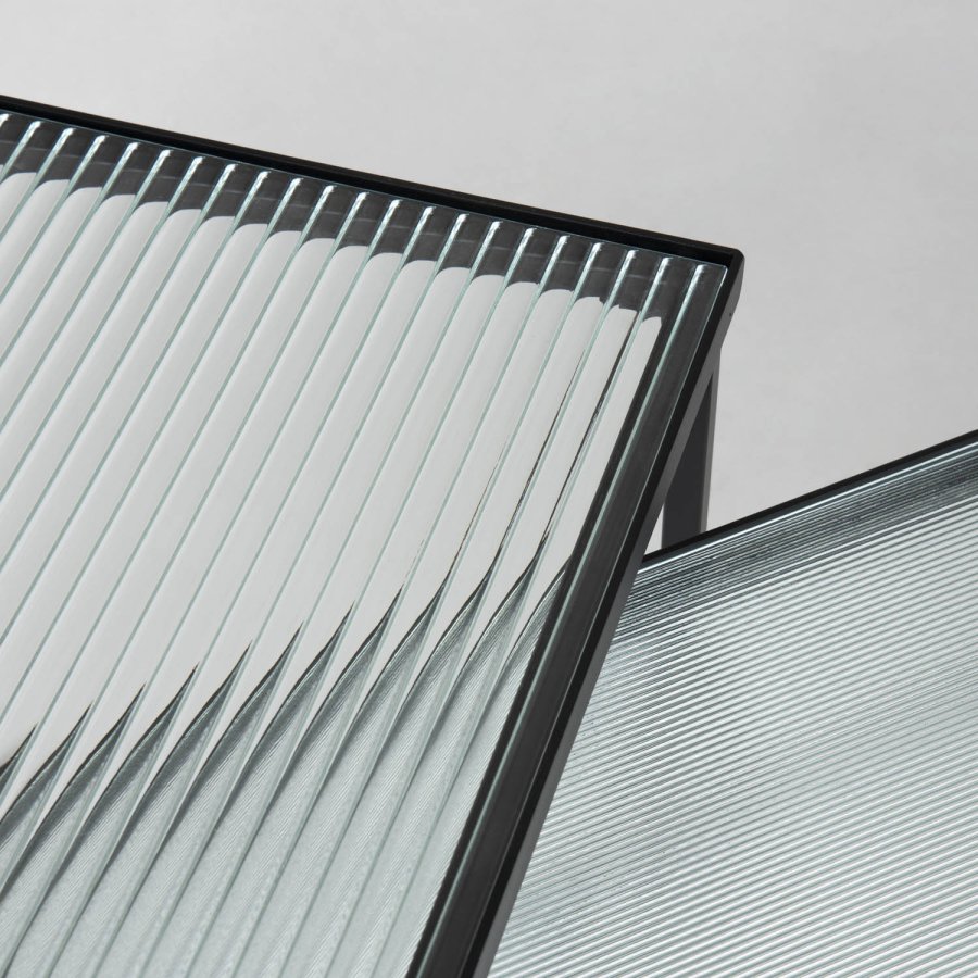 KAVE HOME Akemi sofabord, firkantet - sort stl og klar/struktureret glas (st m. 2)