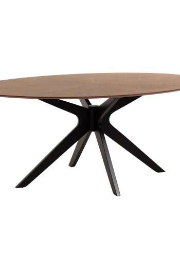 KAVE HOME Naanim spisebord, oval - valnd finér og sort gummitr (180x110)