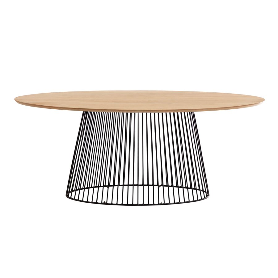 KAVE HOME Leska spisebord, ovalt - massivt mangotr og sort jern (200x110)