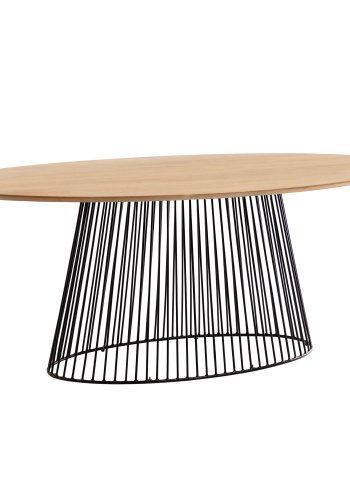 KAVE HOME Leska spisebord, ovalt - massivt mangotr og sort jern (200x110)