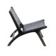KAVE HOME Calixta loungestol, u. armln - sort hndflettet lder og sort mahognitr 