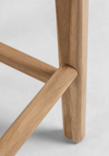 KAVE HOME Calixta hj skammel, rektangulr - brun lder og natur teaktr (H:67)