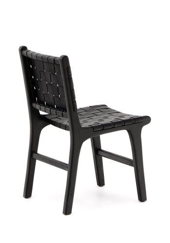 KAVE HOME Calixta spisebordsstol - sort lder og sort mahognitr