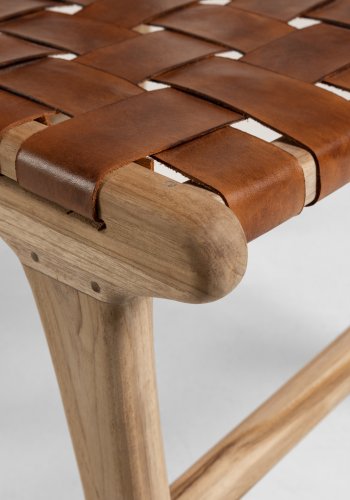 KAVE HOME Calixta spisebordsstol - brun lder og natur teaktr