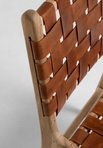 KAVE HOME Calixta spisebordsstol - brun lder og natur teaktr