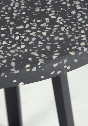 KAVE HOME Tella havebord - sort terrazzo og stl (75)