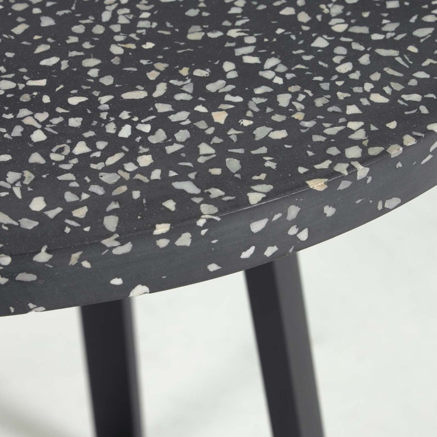 KAVE HOME Tella havebord - sort terrazzo og stl (75)
