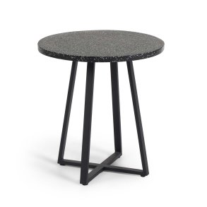 KAVE HOME Tella havebord - sort terrazzo og stl (75)