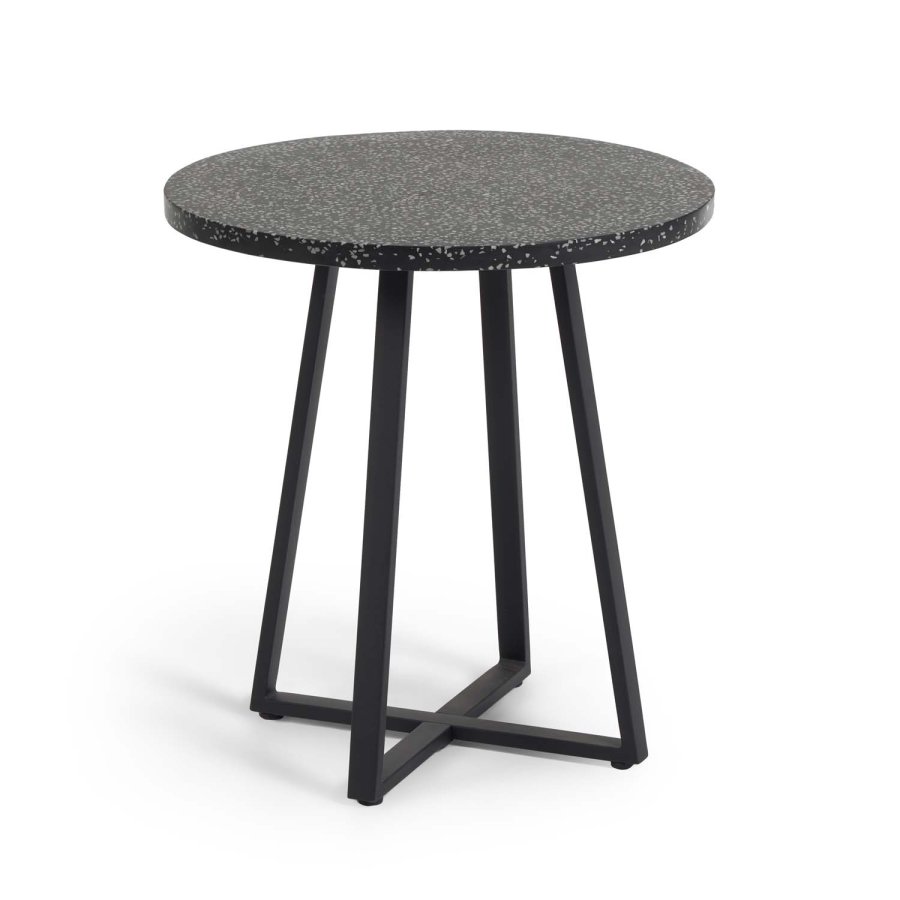KAVE HOME Tella havebord - sort terrazzo og stl (75)