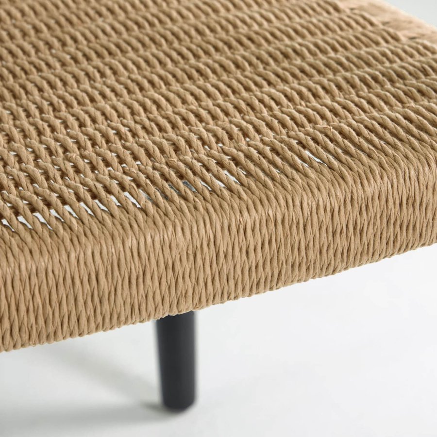 KAVE HOME Glynis spisebordsstol, m. armln - massivt mat sort eukalyptus tr og natur flettet reb