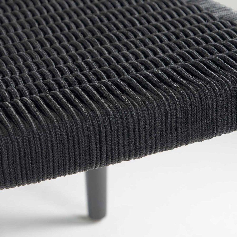 KAVE HOME Glynis havestol, m. armln - massivt mat sort eukalyptus tr og sort reb