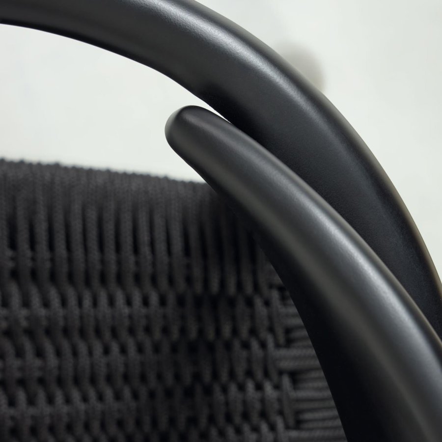 KAVE HOME Glynis havestol, m. armln - massivt mat sort eukalyptus tr og sort reb