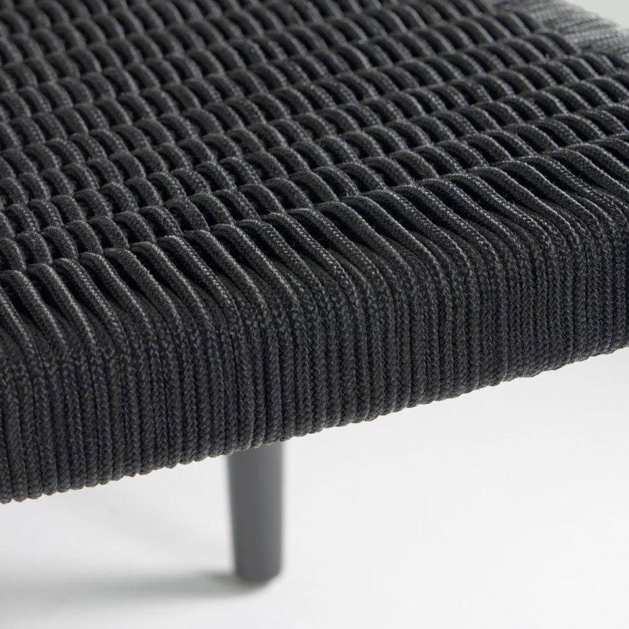 KAVE HOME Glynis havestol, m. armln - massivt mat sort eukalyptus tr og sort reb