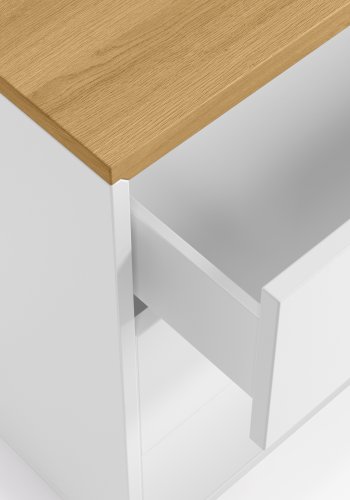 KAVE HOME Abilen kommode, m. 3 skuffer - hvid MDF og natur egetrsfinèr 