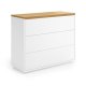KAVE HOME Abilen kommode, m. 3 skuffer - hvid MDF og natur egetrsfinèr 